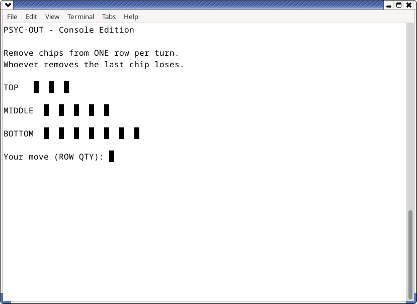Psych Out game display programmed in Ada